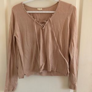 Salmon V-neck crop top